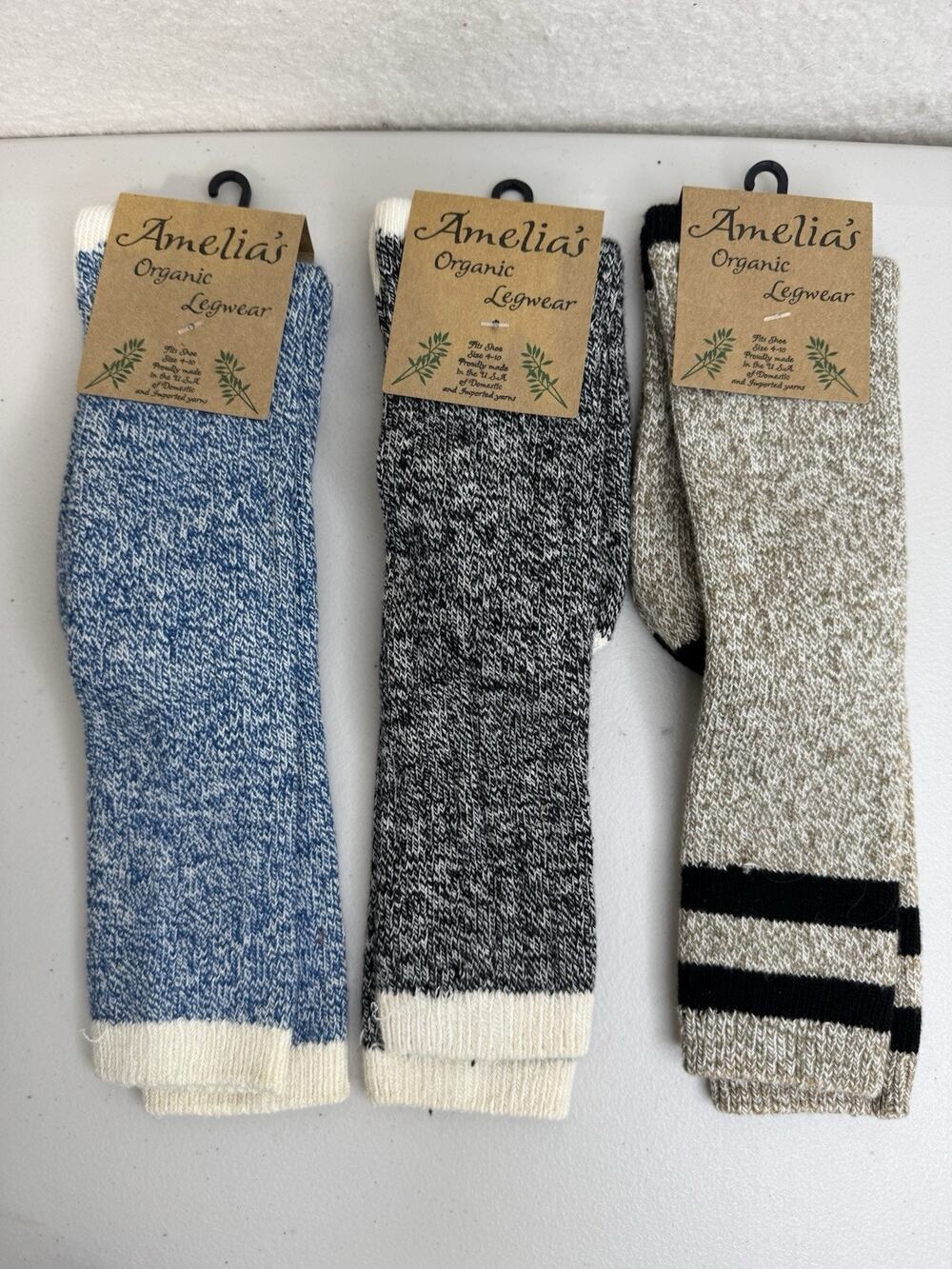 Amelia’s Organic Leg Wear Over The Calf Socks Marled Organic Cotton 3 Pack VTG